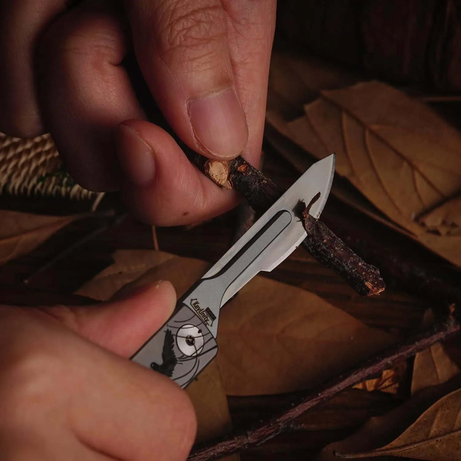 KeyUnity KK01 Titanium Folding Knife, Utility EDC Pocket Knife with #24 Replaceable Blade, for Outdoor Hunting, Camping, Fishing, Hiking for Men & Women (Cherry Blossom Bird Pattern)