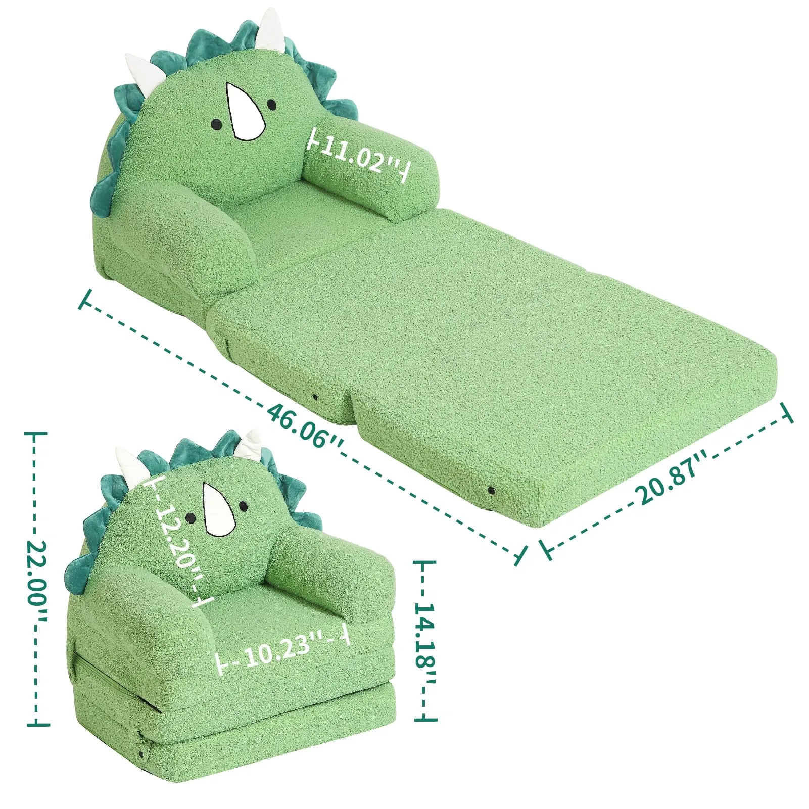 Kid's Foldable Triceratops Couch