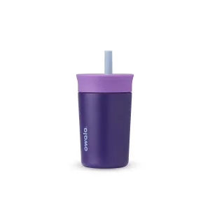 Kids Insulation Stainless Steel Tumbler with Spill Resistant Flexible Straw, Easy to Clean, Kids Water Bottle, Great for Travel, Dishwasher Safe, 12 Oz, Purple (Peacock Palace)