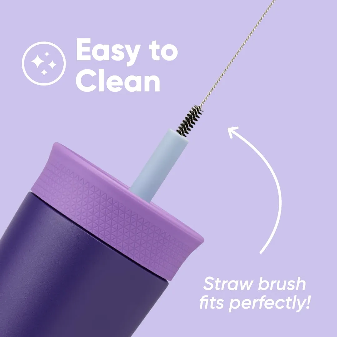 Kids Insulation Stainless Steel Tumbler with Spill Resistant Flexible Straw, Easy to Clean, Kids Water Bottle, Great for Travel, Dishwasher Safe, 12 Oz, Purple (Peacock Palace)