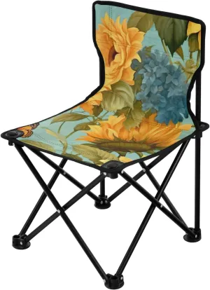 Kigai Folding Camping Chair Heavy Duty Chair Ultralight Compact Portable Beach Chair for Outdoor Camp, Hiking, Travel, Beach, Sporting Event and Picnic, Vintage Sunflower