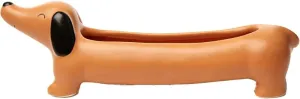 Kikkerland Daisy The Dachshund Porcelain Dog Planter – Small Pot for Flowers, Succulents, Plants – Decor for Home, Garden, or Office