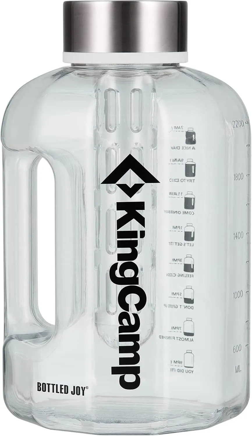 KingCamp Sports Water Bottle with Fruit Infuser & Motivational Time Marker, Half Gallon/2.5L BPA Free Tritan Jug with Leakproof Lid Ensure You get Enough Water, Gym, Camping & Outdoors