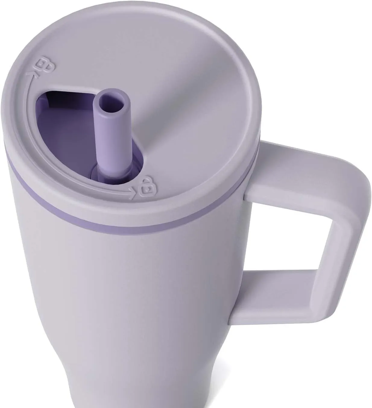 KISSKIND 40 oz Tumbler with Handle and Straw | 100% Leakproof Insulated Tumbler with Lid and Straw | Stainless Steel Water Bottle | Cup Holder Friendly Base | Lavender