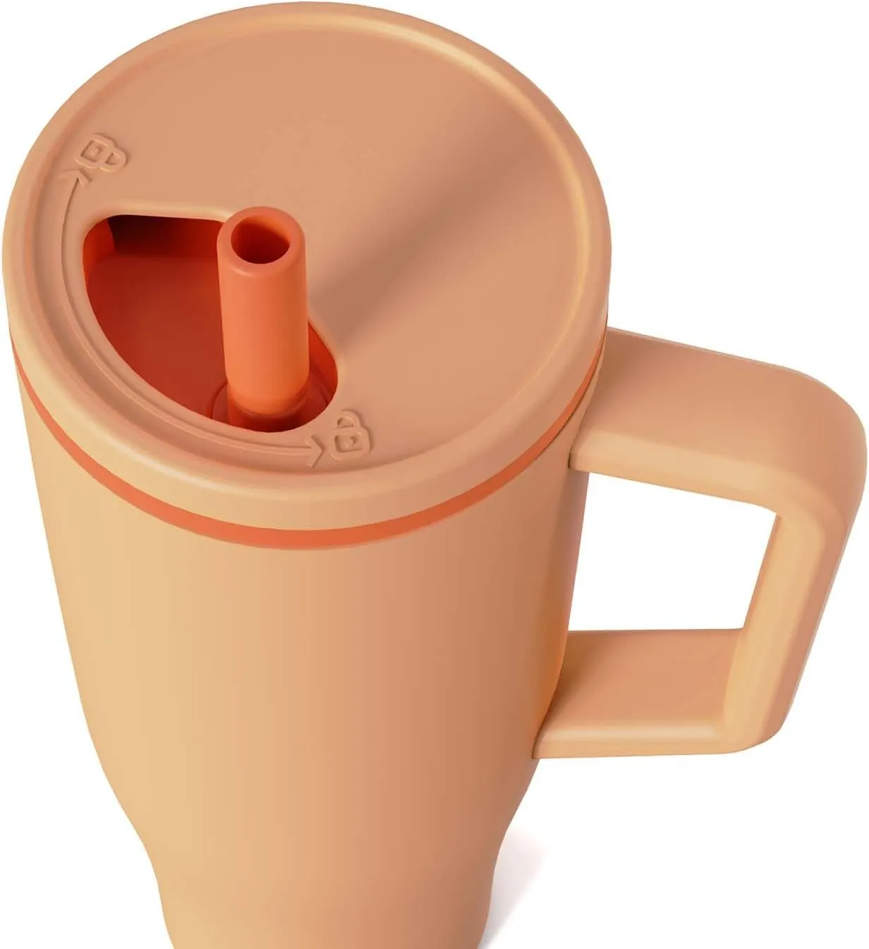 KISSKIND 40 oz Tumbler with Handle and Straw | 100% Leakproof Insulated Tumbler with Lid and Straw | Stainless Steel Water Bottle | Cup Holder Friendly Base | Orange