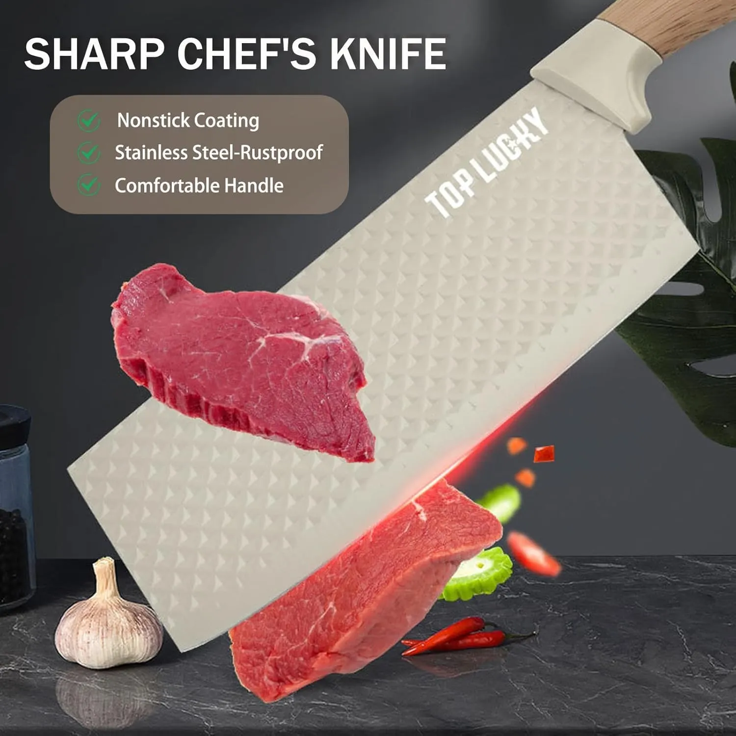 Kitchen Block Knife Sets, 6-Pieces Khaki Chef Knife Set with Removable Round Block, Non-stick & Non-slip Stainless Steel Sharp Knife Set for Restaurant Home Cooking, Gifts for Mom Wife Girl (Khaki)