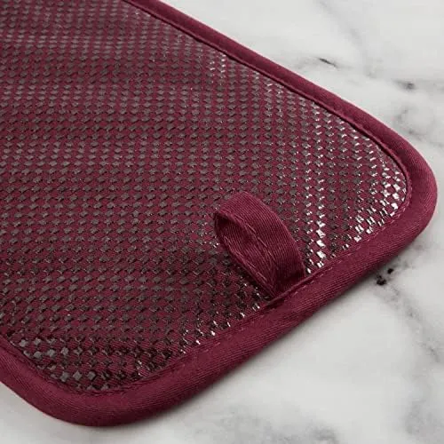 KitchenAid Gingham Pot Holder 2-Pack Set, Beet, 7"x10"