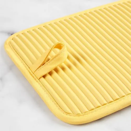 KITCHENAID Ribbed Soft Silicone Pot Holder 2-Pack Set, 7"x9", Butter Yellow