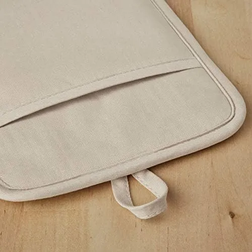 KitchenAid Ribbed Soft Silicone Water Resistant Pot Holder Set, Milkshake, 2 Piece Set, 7"x9" & Albany Mini Oven Mitt 2-Pack Set, Milkshake Tan, 5.5"x8"