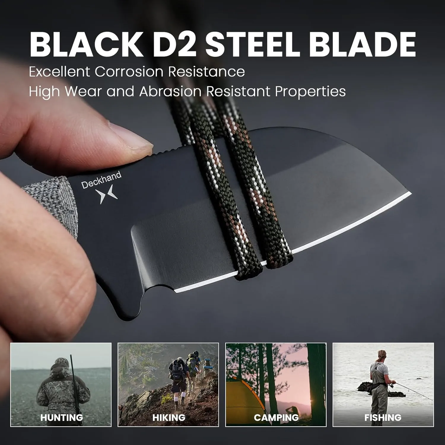 Kizer Deckhand Fixed Blade Hunting Knife with Sheath, D2 Blade Camping Knife G10 Micarta Handle Lightweight EDC Fixed Blade for Men Women Outdoor Enthusiasts, for Hunting Survival 1062A2