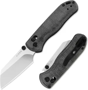 Kizer Drop Bear 2 Pocket Knife, 2.84" Nitro-V Sheepsfoot Blade Folding Knife with Black Micarta Handle, Clutch Lock EDC Knives with Jimping on Spine for Men Women V3619.2KS1