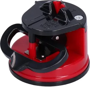 Knife Sharpener with Suction Cup, Manual Knife Sharpening Kit, Pocket Tgsten Steel Knife Sharpeners for Home Kitchen Use (Red)