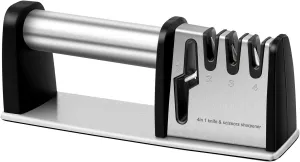 Knife Sharpeners, 4 in 1 Professional Chef's Kitchen Knife Accessories, Kitchen Blade & Scissors Sharpening Tool, Manual Knife Sharpener for Kitchen Knife
