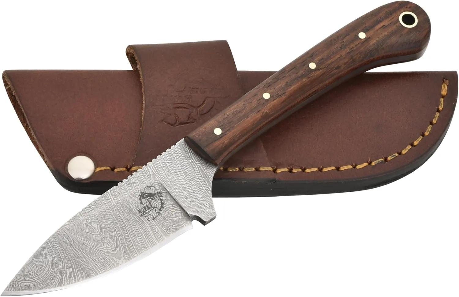 Knives Ranch Handmade EDC Hunting Knife |Sleek Stylish and Practical | Full Tang | Damascus Steel | Horizontal Carry Cowboy Sheath (2011-IRW)