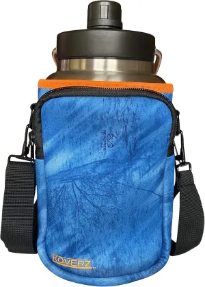 Koverz Half Gallon Jug Carrier, 64oz Bottle Carrier Compatible with Yeti & RTIC Half Gallon Jugs - Realtree Fishing Blue w/Orange