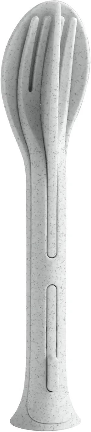 Koziol 4036670 KLIKK POCKET Plastic, Reusable, Knife, Fork, Spoon, Outdoor, Camping, Picnic, Hiking, Vacation, Lunch to go, Cutlery Set of Three, Organic Grey