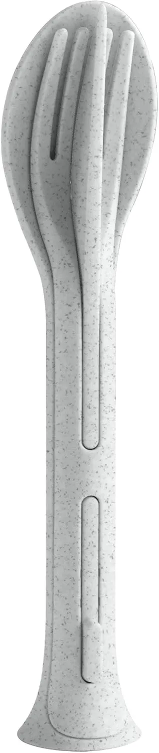 Koziol 4036670 KLIKK POCKET Plastic, Reusable, Knife, Fork, Spoon, Outdoor, Camping, Picnic, Hiking, Vacation, Lunch to go, Cutlery Set of Three, Organic Grey