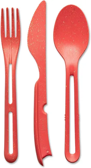 KOZIOL KLIKK 3bio RD Cutlery Set, Outdoor, Camping, Red
