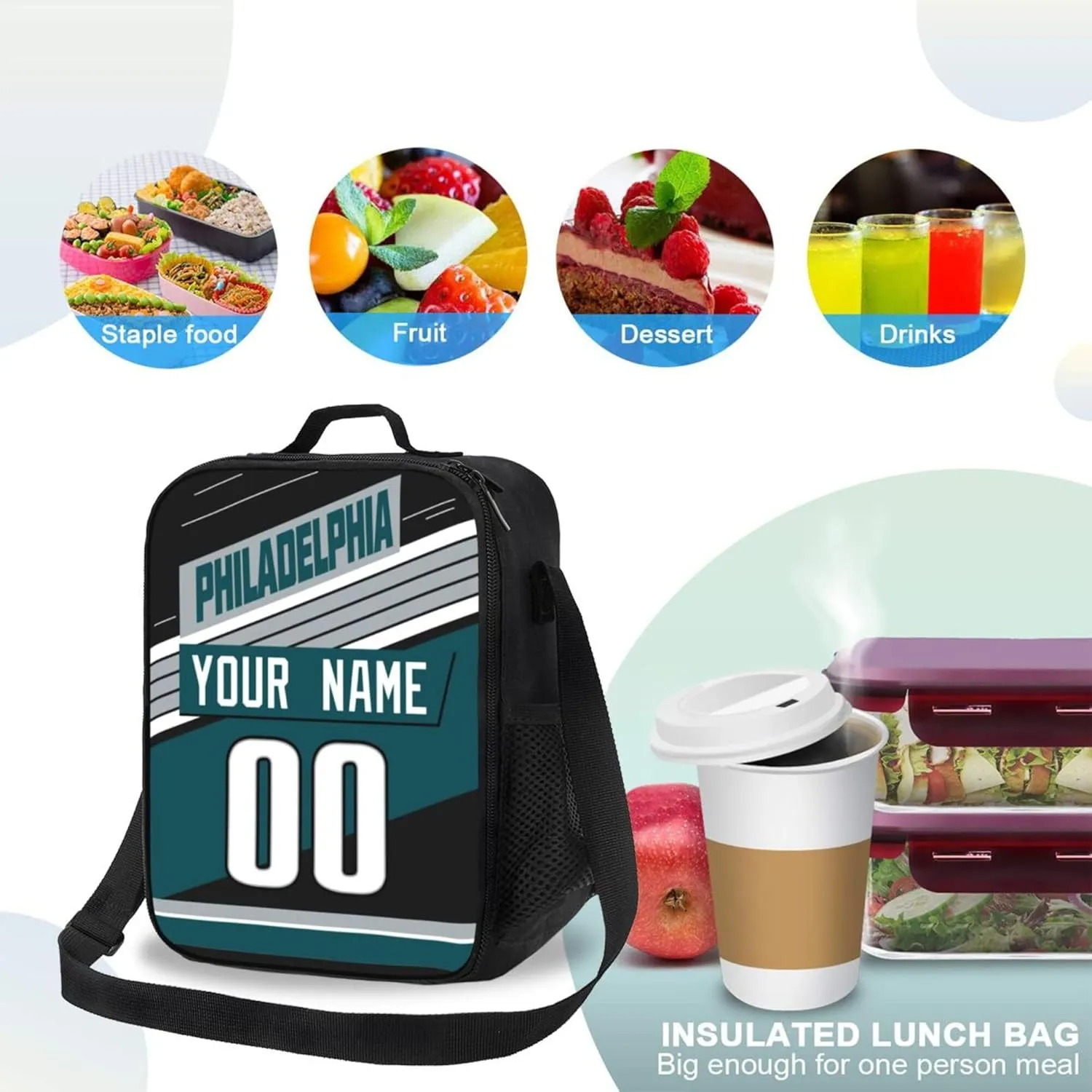 KREDE Philadelphia Lunch Bag Personalized Lunch Box Backpack for Men Women Gifts