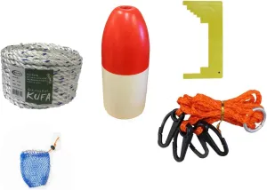 KUFA Sports Crab Trap Accessories Combo, 5/16" x100' Non-Lead Rope, 14" R/W Float, Caliper, Harness & Bait Bag (CAM-3)