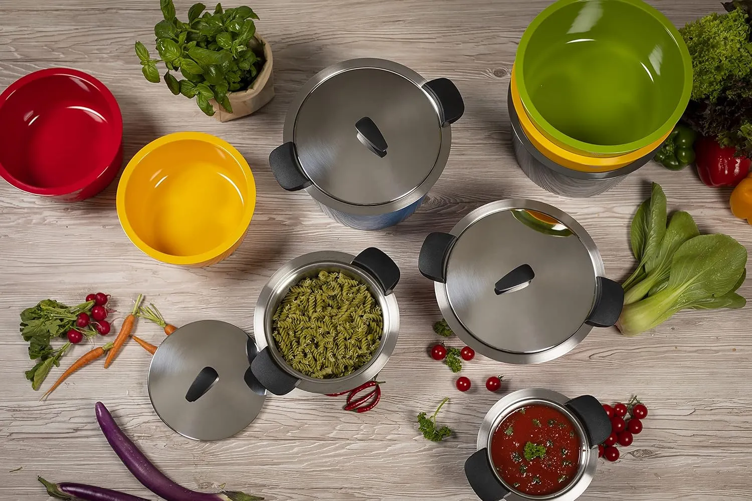KUHN RIKON Hotpan Serving Casserole Pot, 3 Litre/22 cm, Grey, Stainless Steel