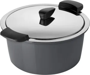 KUHN RIKON Hotpan Serving Casserole Pot, 3 Litre/22 cm, Grey, Stainless Steel