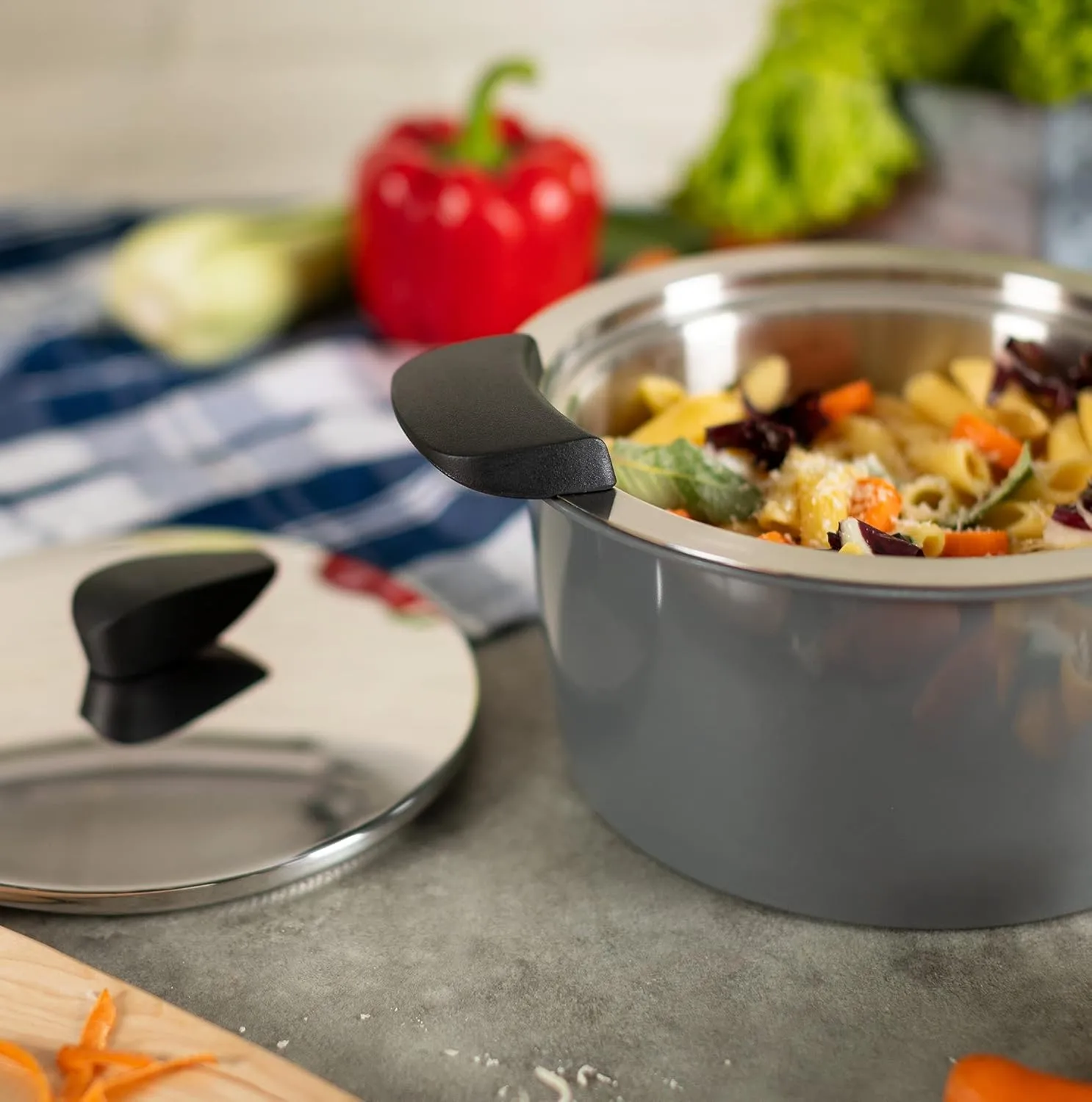 KUHN RIKON Hotpan Serving Casserole Pot, 3 Litre/22 cm, Grey, Stainless Steel