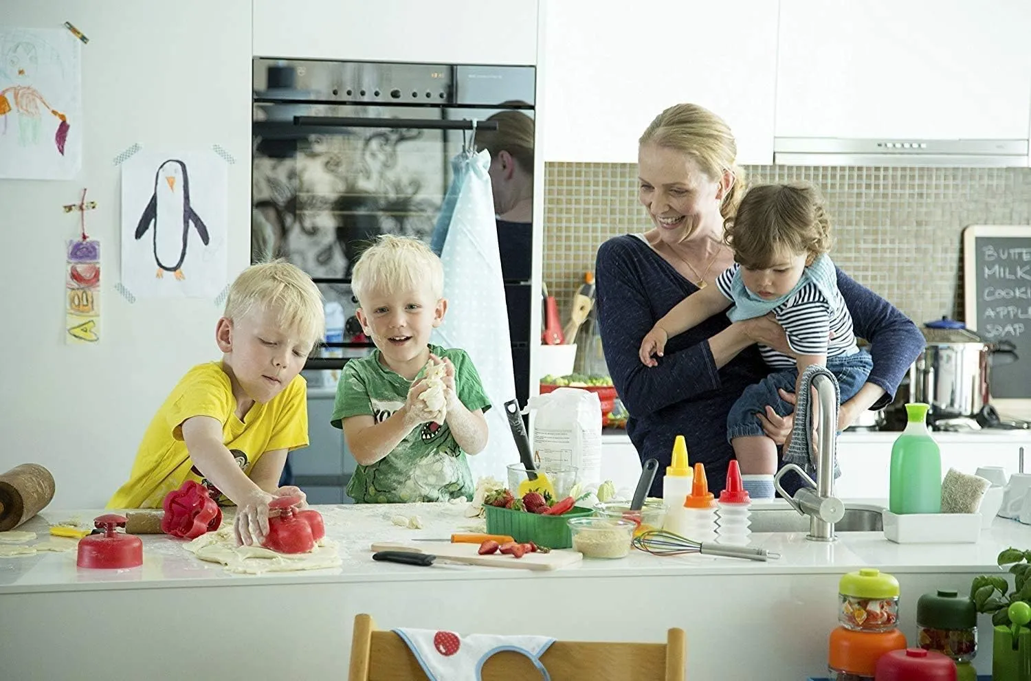 Kuhn Rikon KinderKitchen Children’s Knife, Set of 3 - Including Scissors, Green, Blue & White
