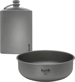 Kuvik 260ml (8.8 oz) Titanium Flask & 650ml (22 oz) Titanium Bowl Bundle