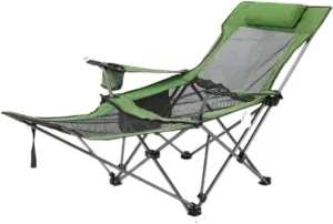 KYUSAR Camping Chair Outdoor Chair Foldable Chair Folding Recliner Chair Camping Folding Chair Beach Sun Patio Chaise Lounge Chair Pool Lawn Lounger Folding Camping Chair (Color : Green)