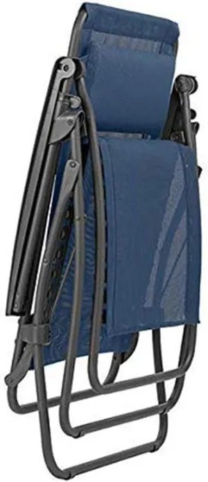 Lafuma R-Clip Batyline Relaxation Patio and Poolside Zero Gravity Outdoor Lounge Recliner Chair with Adjustable and Removable Headrest, Ocean Blue