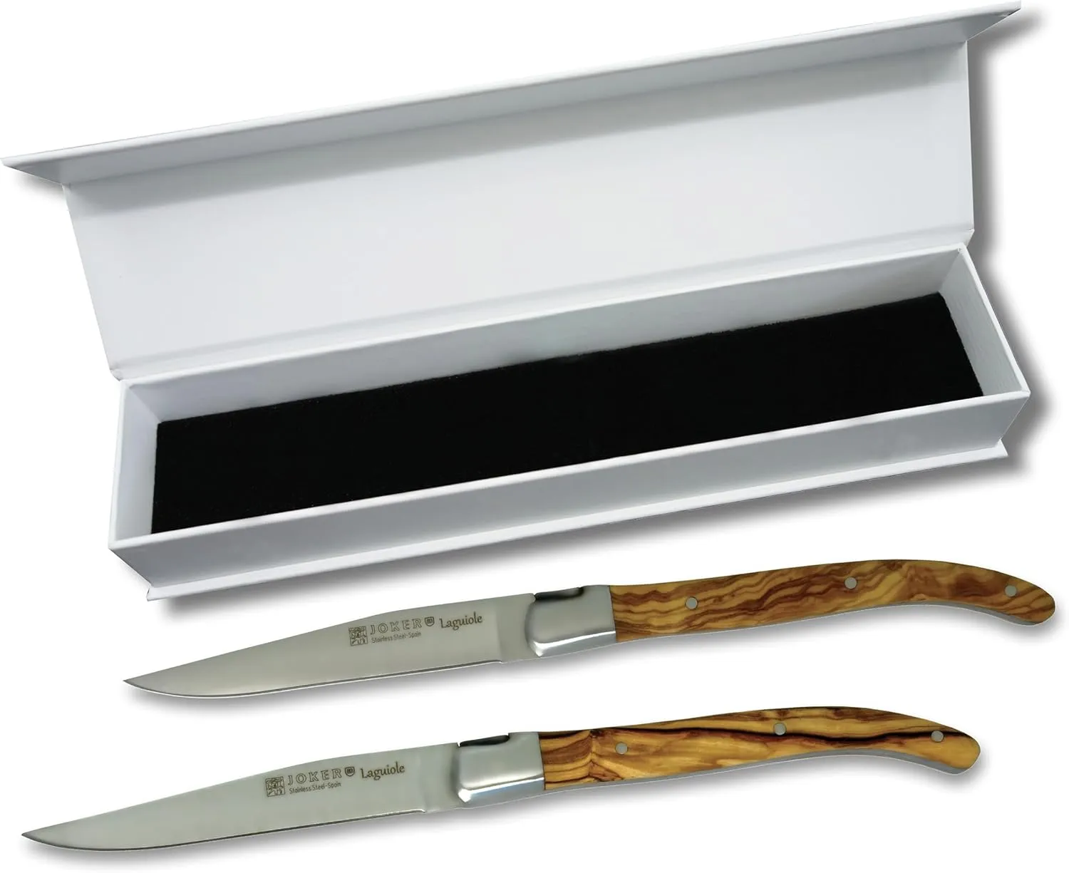 Laguiole Steak Knife Set – Smooth Edge – Olive Root Handle - Set of 2