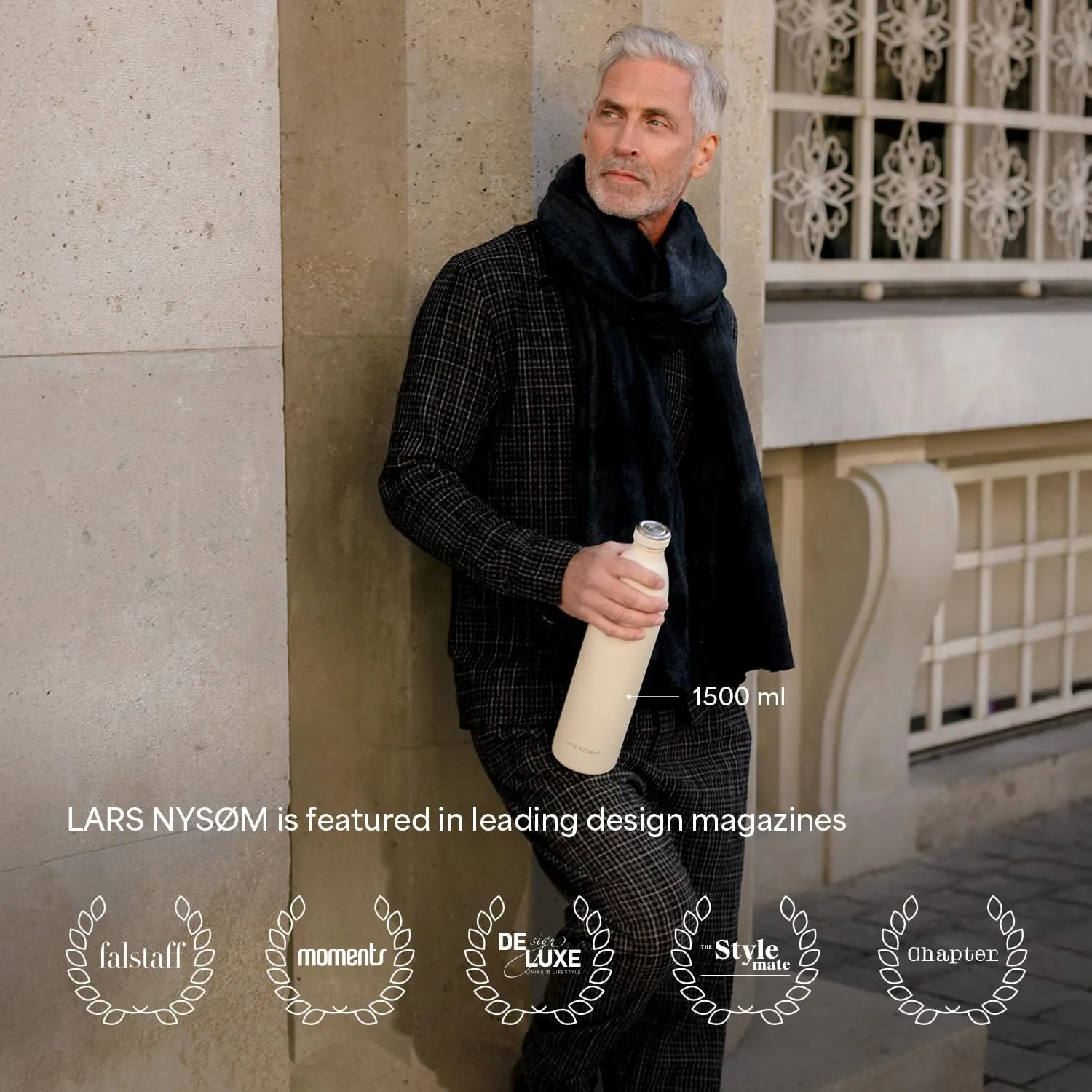 LARS NYSØM Stainless Steel Insulated Water Bottle 12oz 17oz 25oz 34oz 51oz | Insulated Thermo Flask for Hot and Cold Beverages | Leakproof Drinking Bottle (Berry Red, 17oz)