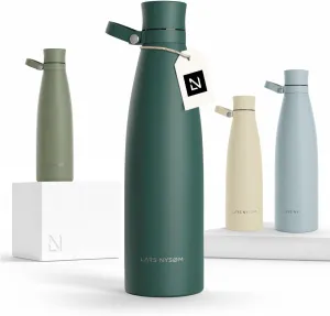 LARS NYSØM Stainless Steel Insulated Water Bottle 25 oz 34 oz | Insulated Thermo Flask for Hot and Cold Beverages | Leakproof Drinking Bottle (Pine Green, 33.8 oz)