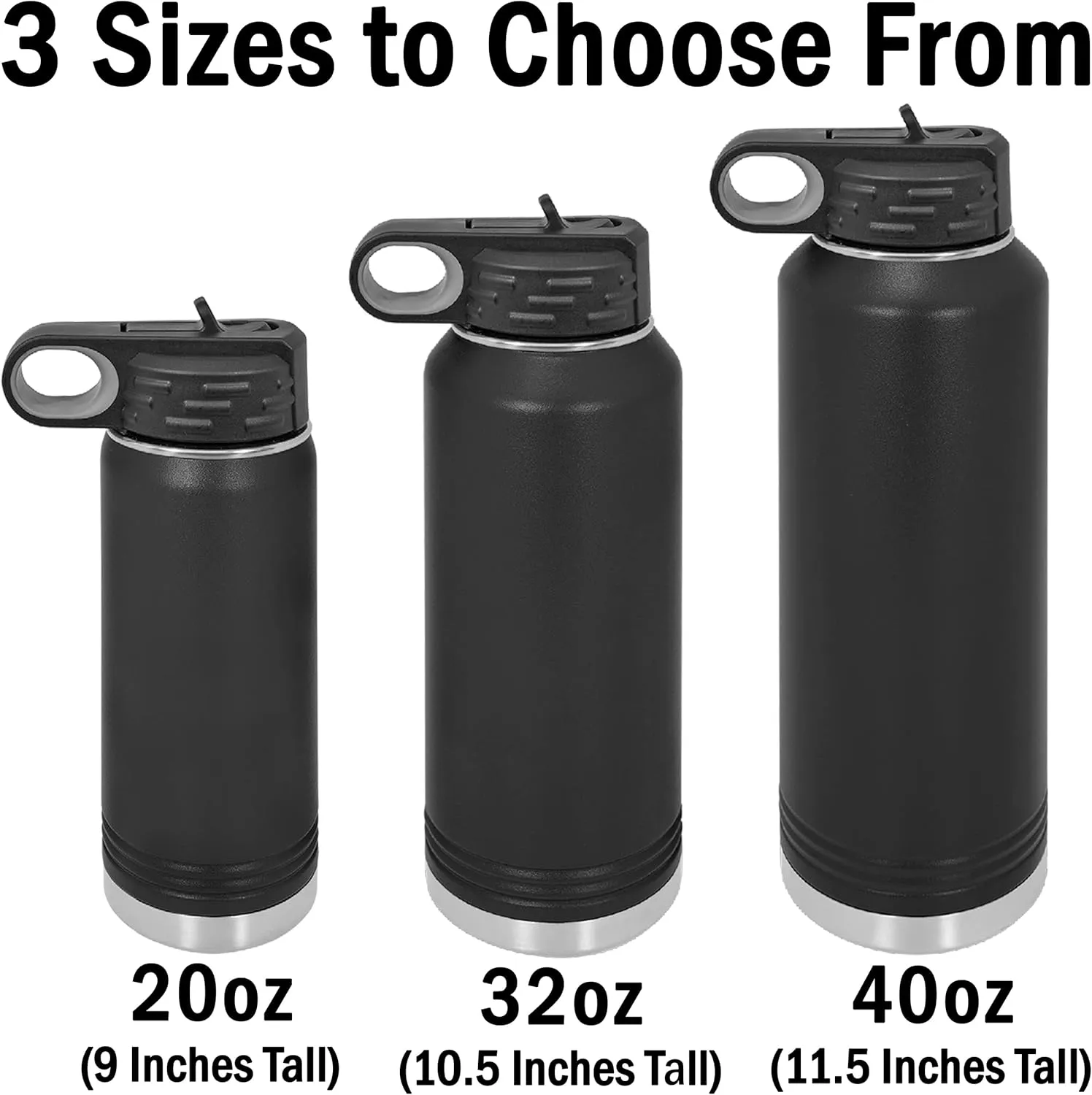 LaserGram Personalized Water Bottle, Motocross, Stainless Steel Double Wall Vacuum Insulated with Flip Top Straw, Custom Engraved Gift (40oz / 1180ml Dark Blue)