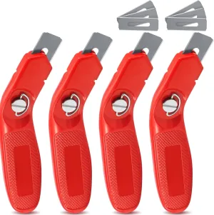 Lasnten 4 Pieces 12 Blades Knife for Cutting Carpet Heavy Duty Carpet Knife with 6 Blades Utility Tools for Box Cutter Roofing Purpose, Aluminum (Red)