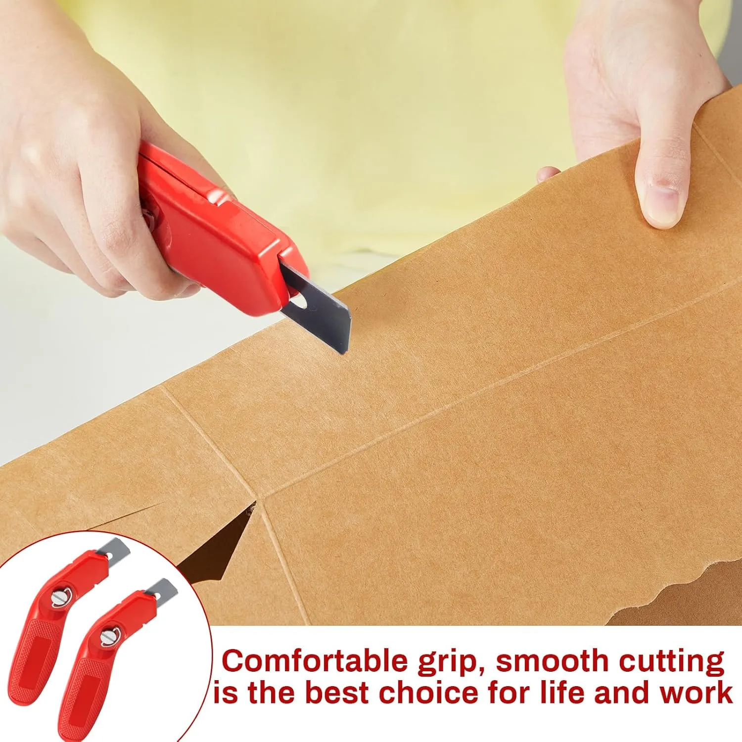 Lasnten 4 Pieces 12 Blades Knife for Cutting Carpet Heavy Duty Carpet Knife with 6 Blades Utility Tools for Box Cutter Roofing Purpose, Aluminum (Red)