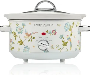Laura Ashley Slow Cooker 3.7 Quart - Large Slow Cooker 3.7 QT for 4 to 5 People - Energy Efficient Slow Cookers with 3 Heat Settings - Dishwasher Safe Removeable Ceramic Crock & Tempered Glass Lid