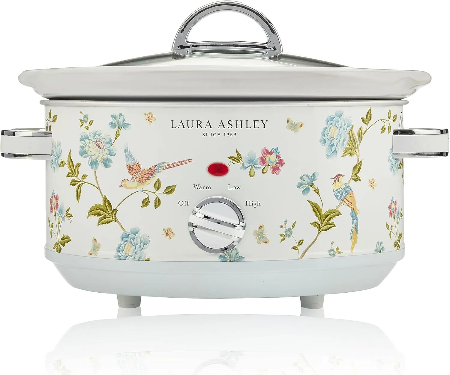 Laura Ashley Slow Cooker 3.7 Quart - Large Slow Cooker 3.7 QT for 4 to 5 People - Energy Efficient Slow Cookers with 3 Heat Settings - Dishwasher Safe Removeable Ceramic Crock & Tempered Glass Lid