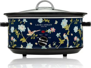Laura Ashley Slow Cooker 6.8 Quart - Large Slow Cooker 6.8 QT for 8 to 10 People - Energy Efficient Slow Cookers with 3 Heat Settings - Dishwasher Safe Removeable Ceramic Crock & Tempered Glass Lid