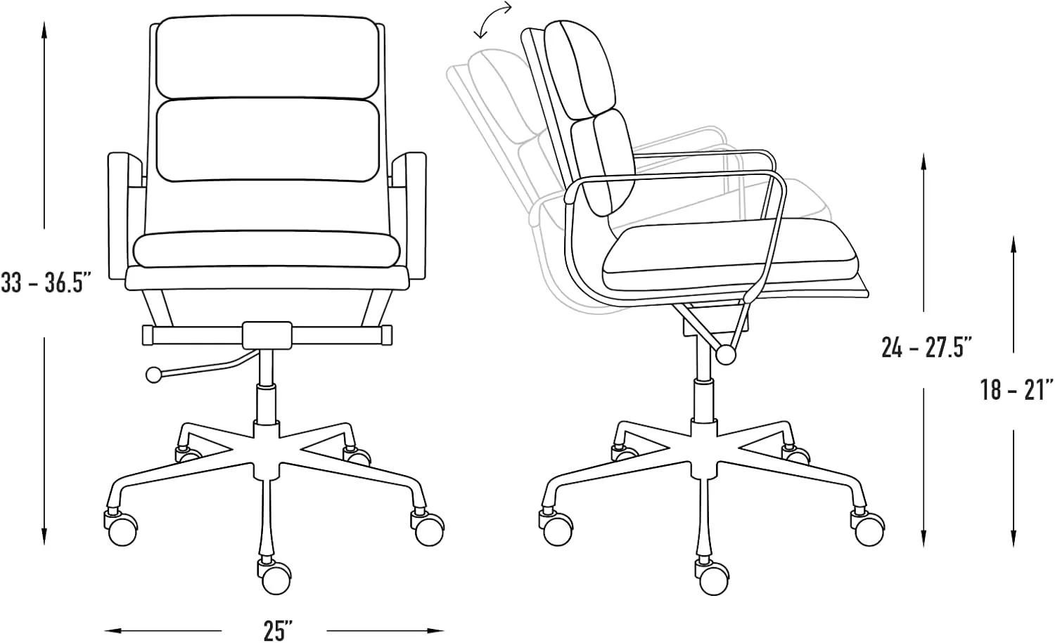 Laura Davidson Furniture SOHO II Padded Management Office Chair - Mid Back Desk Chair with Arm Rest, Swivel & Cushion Availability, Made of Poly-Cotton Fabric, Charcoal Fabric, Computer Chair