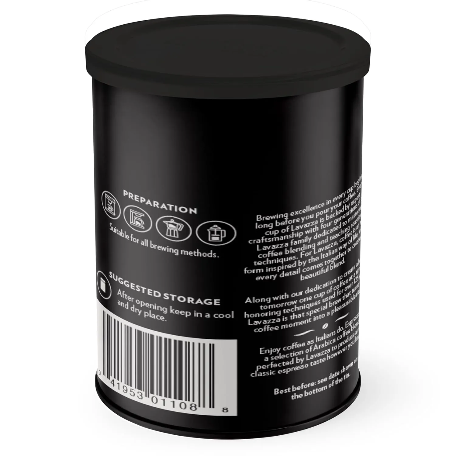Lavazza Decaf Ground Espresso, Medium Roast, 8-Oz Cans (4 Pack) - Authentic Italian, Non GMO, Sweet & Fruity - Packaging May Vary