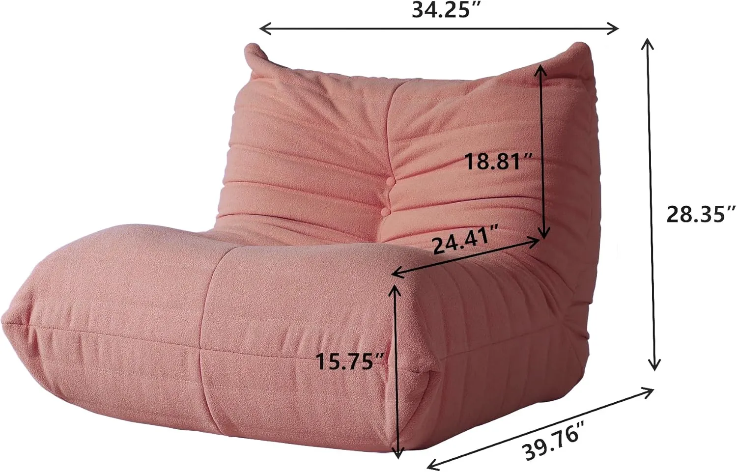 Lazy Floor Sofa, Fireside Chair,Teddy Velvet Sofa Bean Bag Couch, Lounge Accent Chair for Living Room Corner Bedroom Salon Office