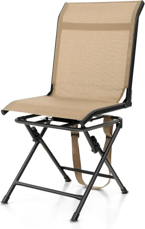 LDAILY Moccha 360-degree Swivel Blind Chair, Foldable Hunting Chair w/Mesh Back & Non-Slipping Pads, Multi-Position X Steel Frame Portable Outdoor Chairs for Camping, Hunting, Fishing