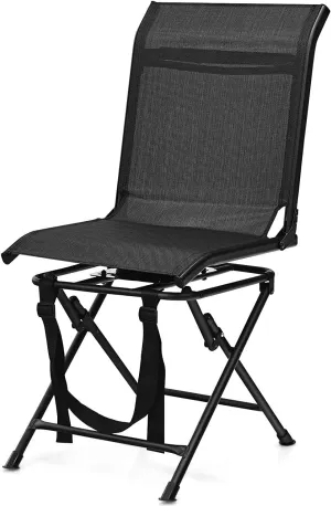 LDAILY Moccha 360-degree Swivel Blind Chair, Foldable Hunting Chair w/Mesh Back & Non-Slipping Pads, Multi-Position X Steel Frame Portable Outdoor Chairs for Camping, Hunting, Fishing