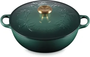 Le Creuset Enameled Cast Iron Holly Collection Soup Pot, 4.5 qt., Artichaut with Gold Knob