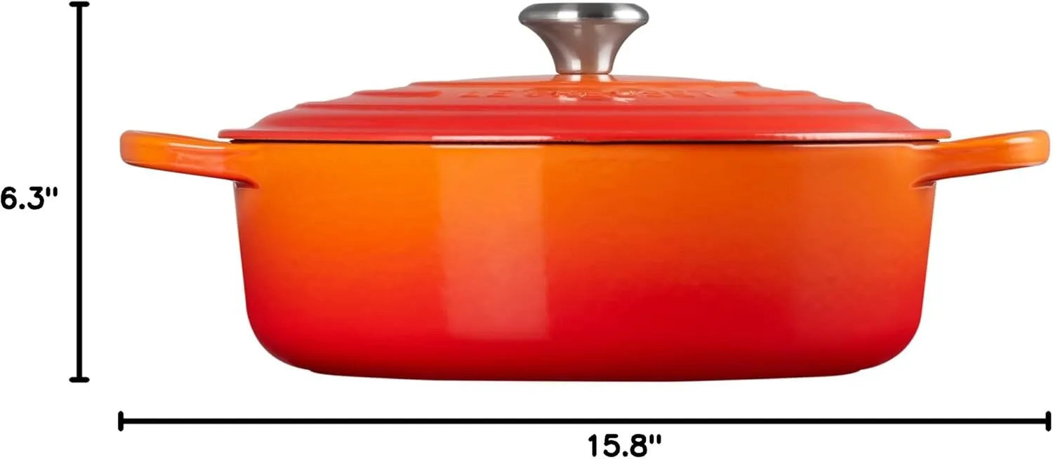 Le Creuset Enameled Cast Iron Signature Round Wide Dutch Oven, 6.75 qt., Flame
