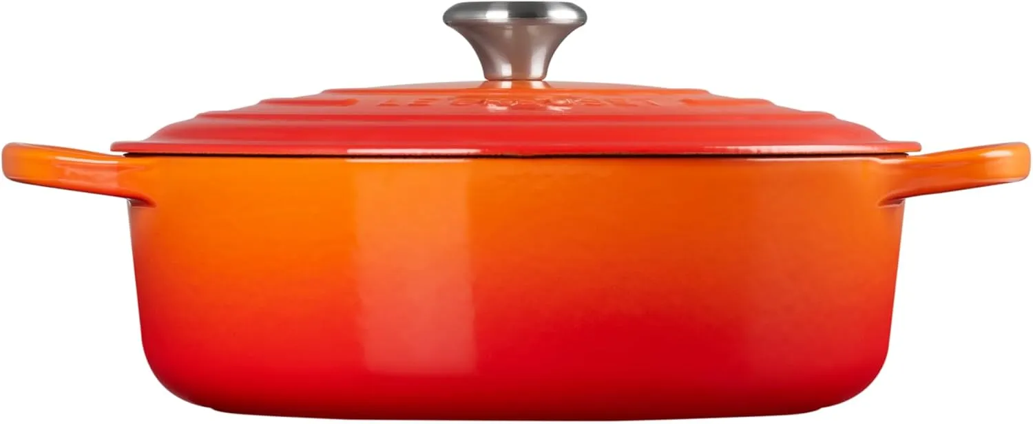 Le Creuset Enameled Cast Iron Signature Round Wide Dutch Oven, 6.75 qt., Flame