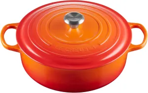 Le Creuset Enameled Cast Iron Signature Round Wide Dutch Oven, 6.75 qt., Flame