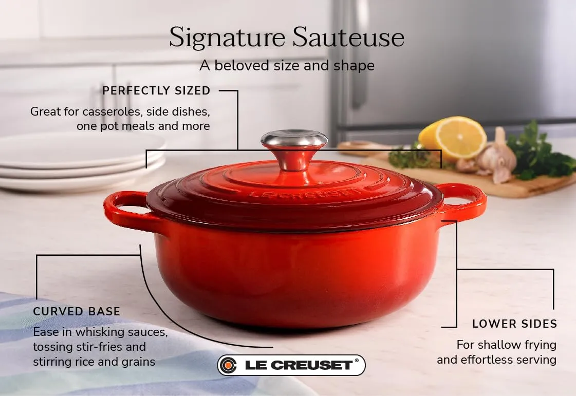 Le Creuset Enameled Cast Iron Signature Sauteuse Oven, 3.5 qt., Flame